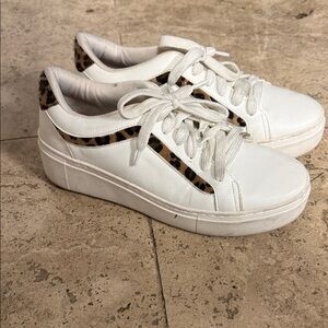 Stylish White Sneakers with Leopard Accents